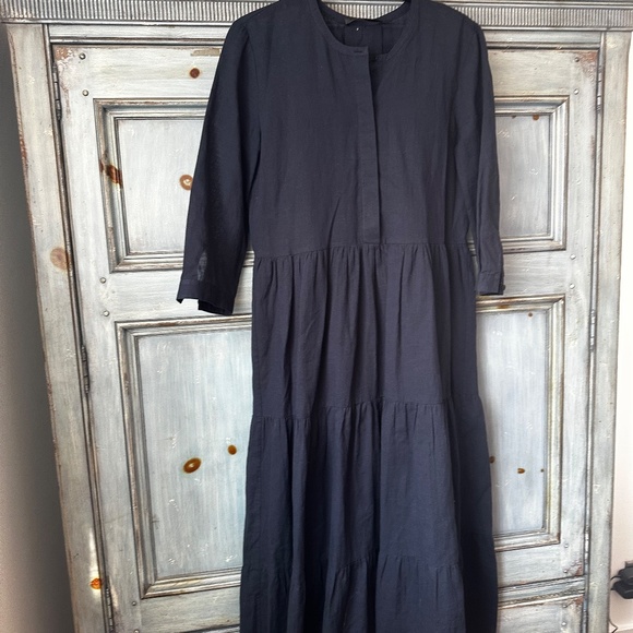 Jenni Kayne James Maxi Tiered Dress sz XS Cotton Linen Blend Navy - Picture 4 of 12